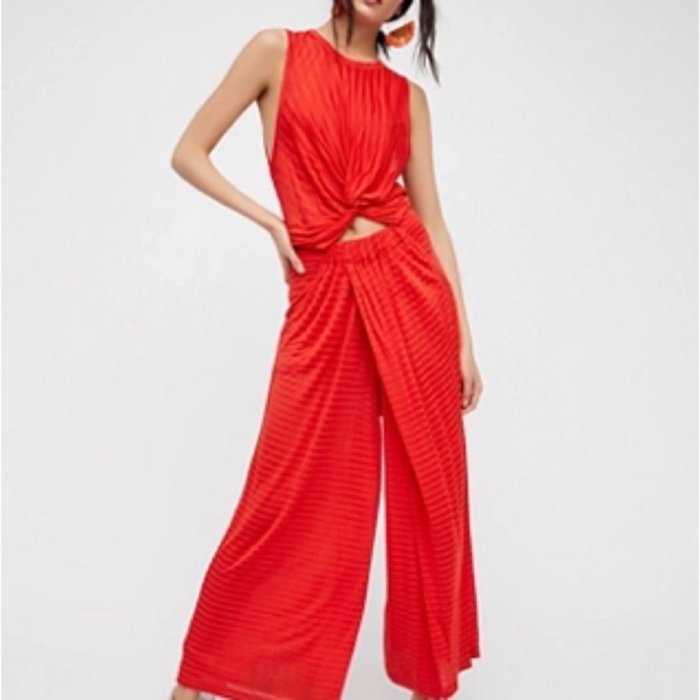 Free People Got Me Twisted Elegant Red Women's Jumpsuit size M